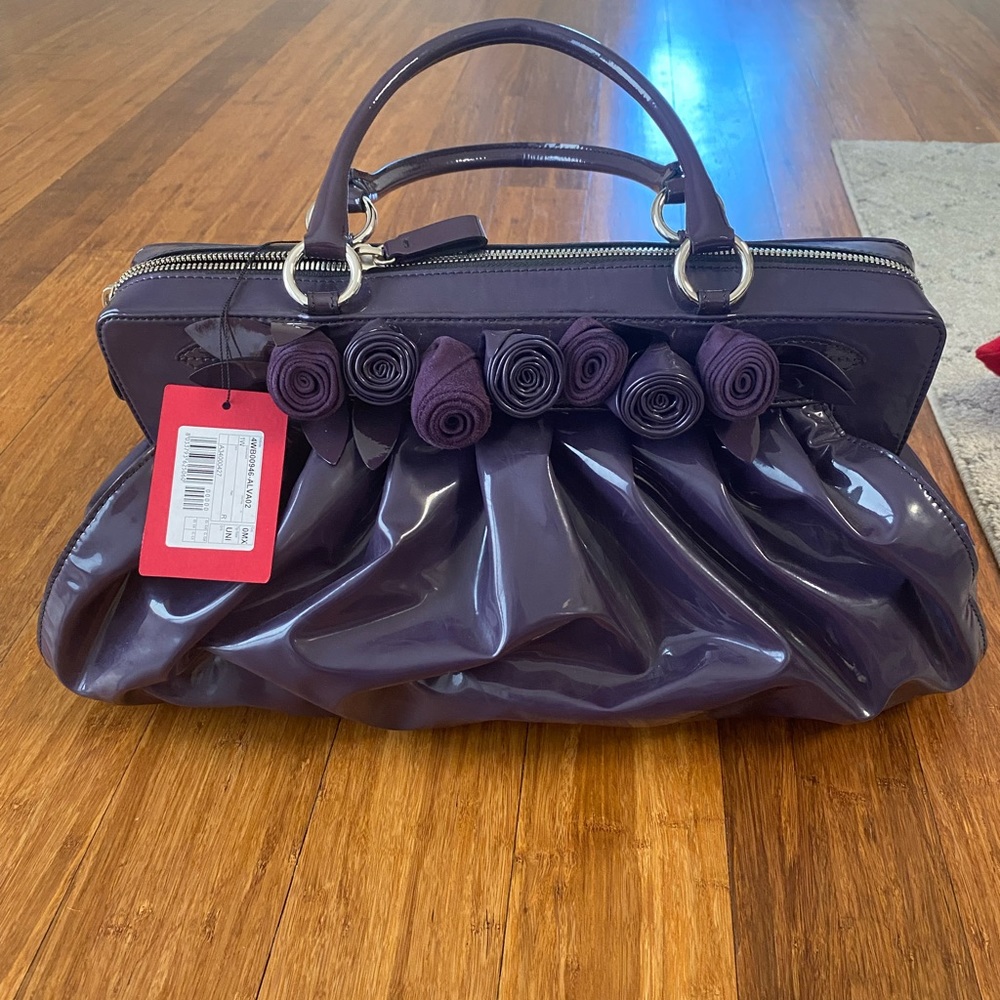 Valentino Garavani Purple Petale Rose Top Handle Bag - Patent Leather